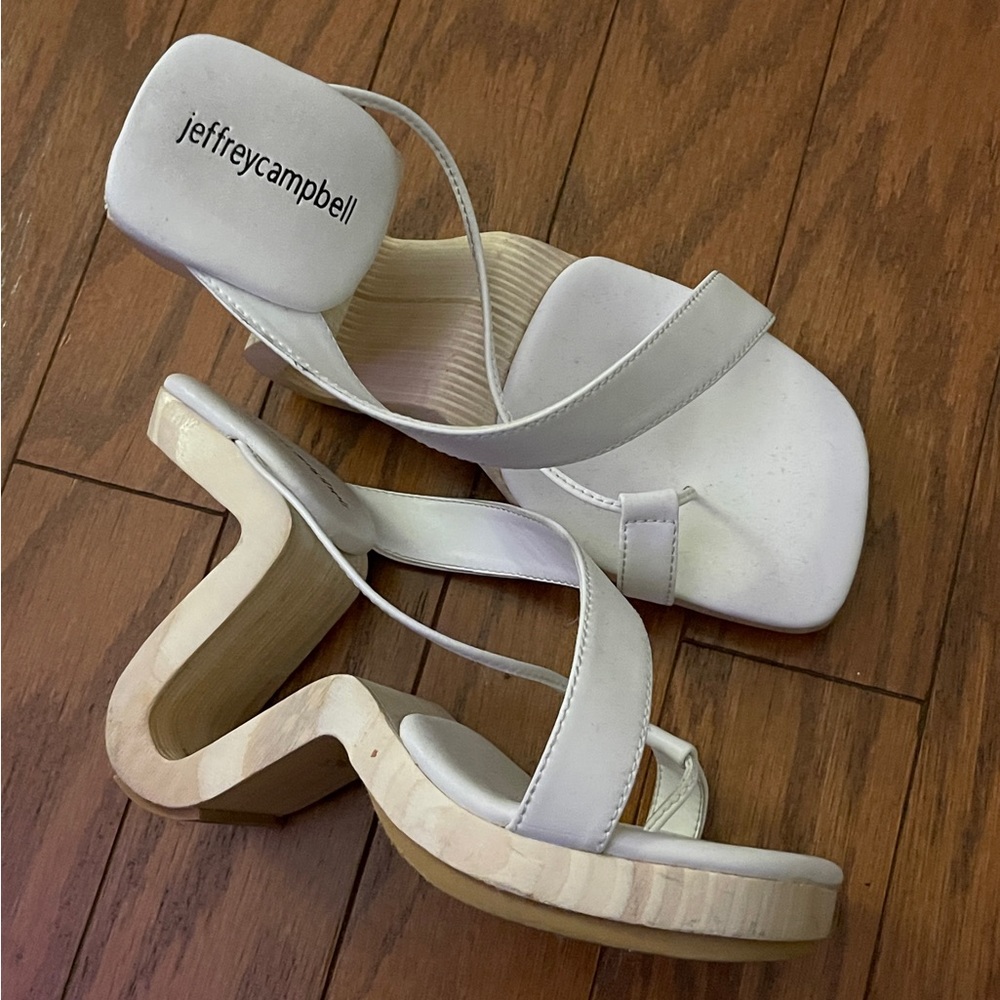 Jeffrey Campbell White Abstract Wooden Heels